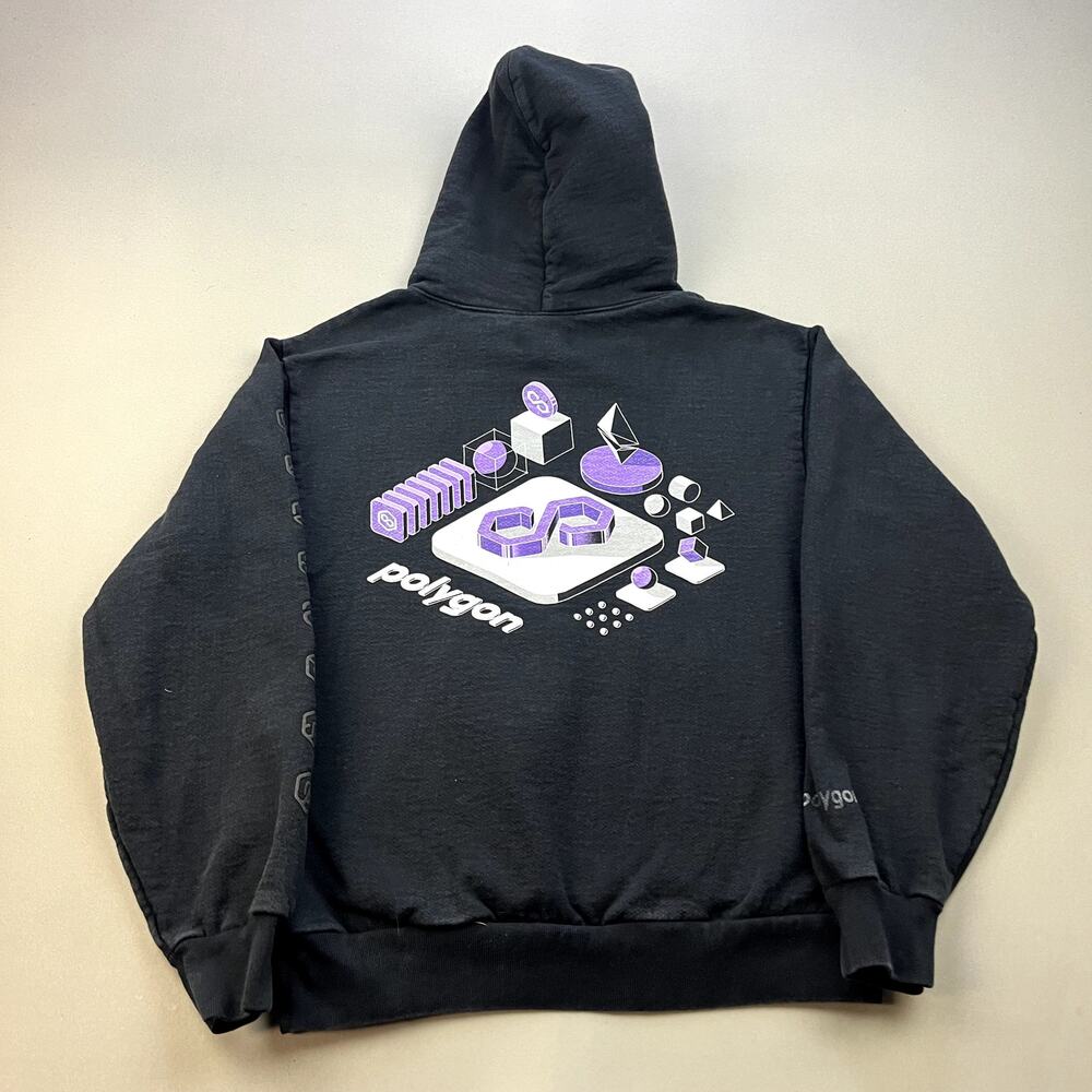 Polygon Studios Hoodie Sweatshirt Adult Small Black Tech Art Design Video Game